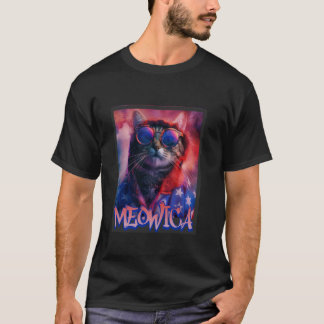 T-shirt Chat Hippie Meowica Création Graffiti 4 Juillet Ch
