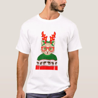 T-shirt Chat hippie mignonne Noël amusant