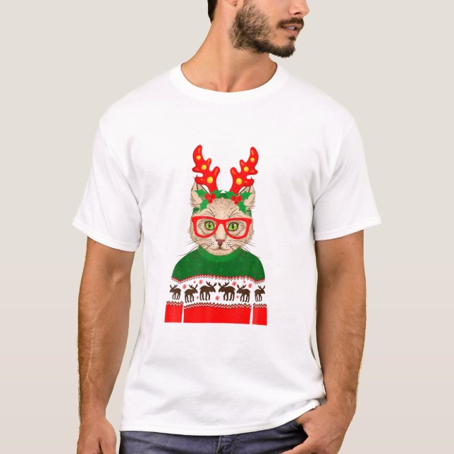 T-shirt Chat hippie mignonne Noël amusant (Devant)