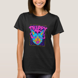 T-shirt Chat Hippie Rave Weirdcore Psychedélique Dingue Ri