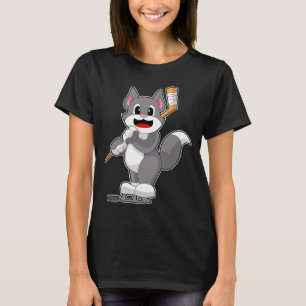 T-shirt Chat Hockey sur glace bâton de hockey sur glace