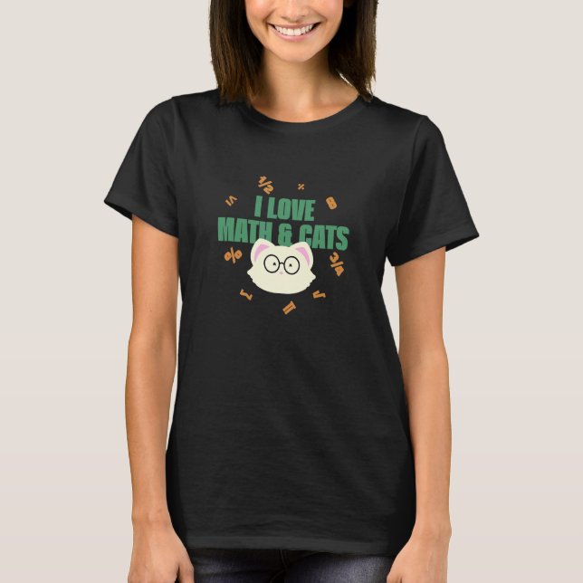 T-shirt Chat I Love Math And Cats Math (Devant)