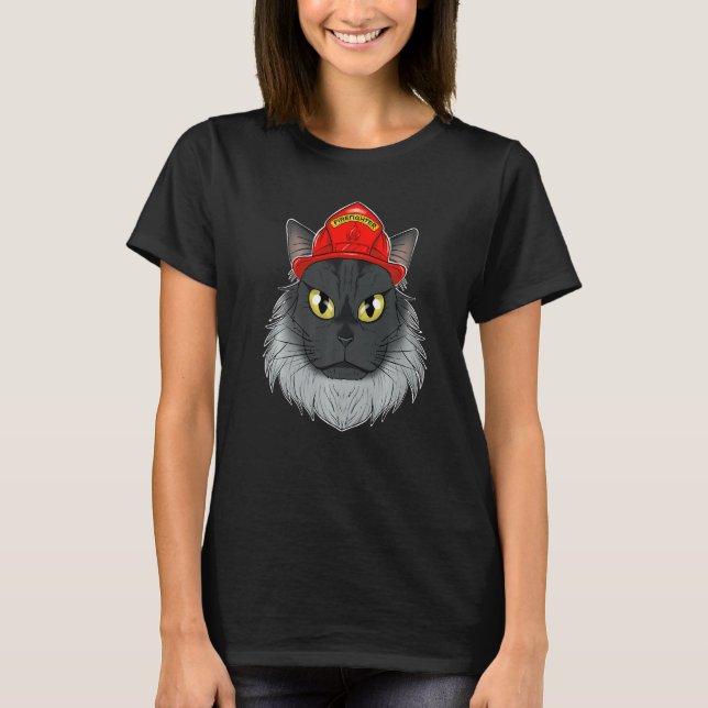 T-shirt Chat I pompier Chat I pompier Maine Coon Chat (Devant)