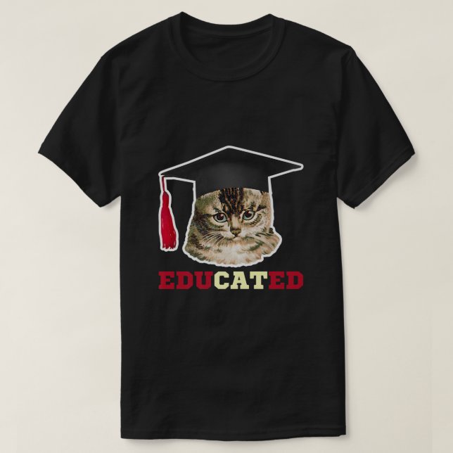 T-shirt Chat instruit dans la casquette de graduation Funn (Design devant)