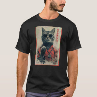 T-shirt Chat Japonais Cool en Lunettes de Soleil avec Kanj