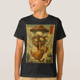 T-shirt Chat japonais drôle Ramen Ufo Anime Hommes Femmes 