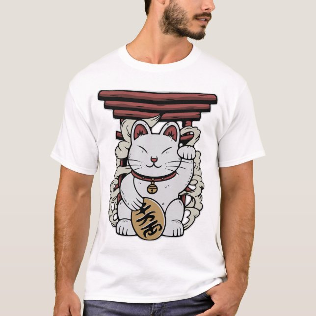 T-shirt Chat japonais Maneki-Neko Lucky (Devant)