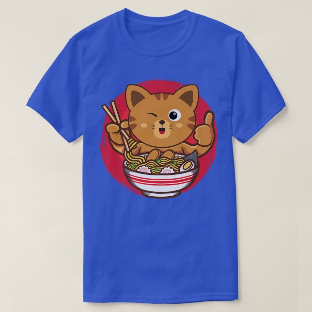 T-shirt Chat japonais Ramen Ramen Chat Japonais Kawaii Ani (Design devant)