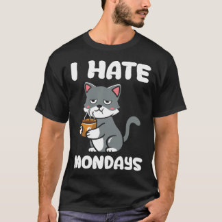 T-shirt Chat  Je déteste le café caféiné du lundi matin