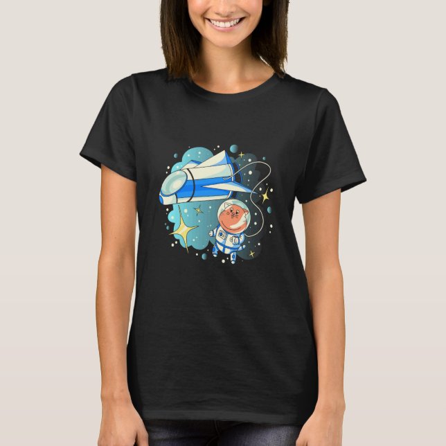 T-shirt chat jet spatial (Devant)