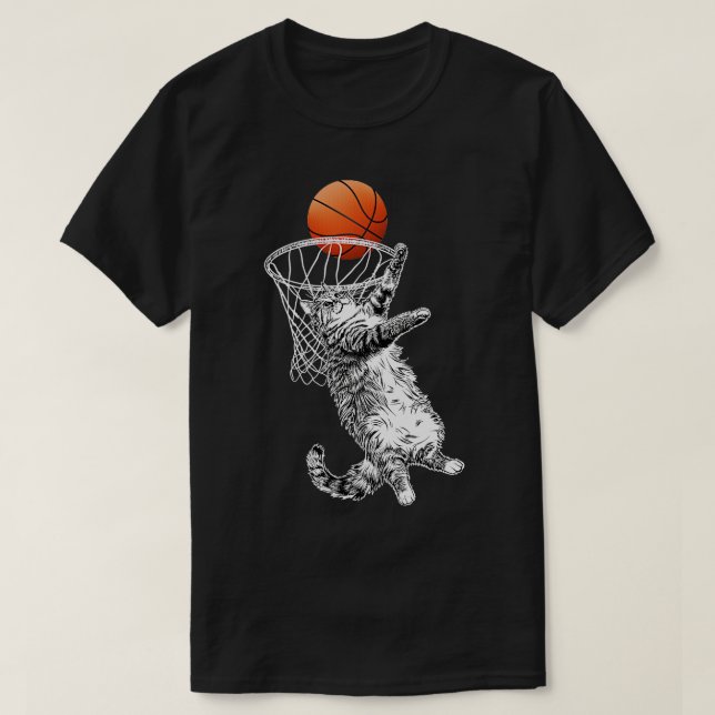 T-shirt Chat Jouant Au Basket (Design devant)