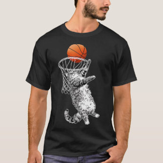 T-shirt Chat Jouant Au Basket