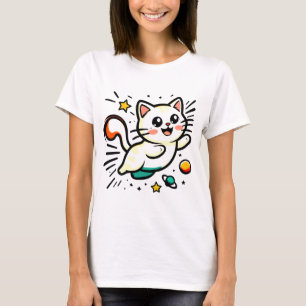 T-shirt Chat jouant avec étoiles et balles