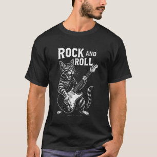 T-shirt Chat Jouant de la Guitare Rock and Roll Amoureux d