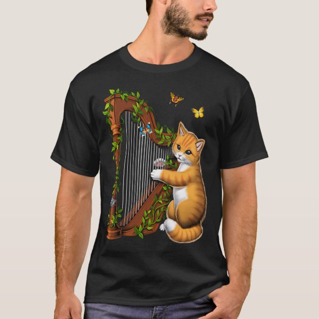 T-shirt Chat jouant de la harpe (Devant)