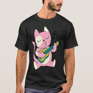 T-shirt chat jouant de la musique de guitare