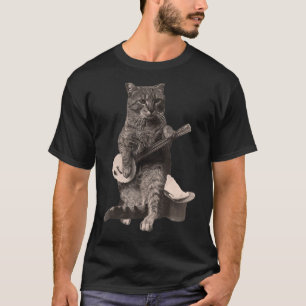 T-shirt Chat jouant du banjo guitare chat instrument minou