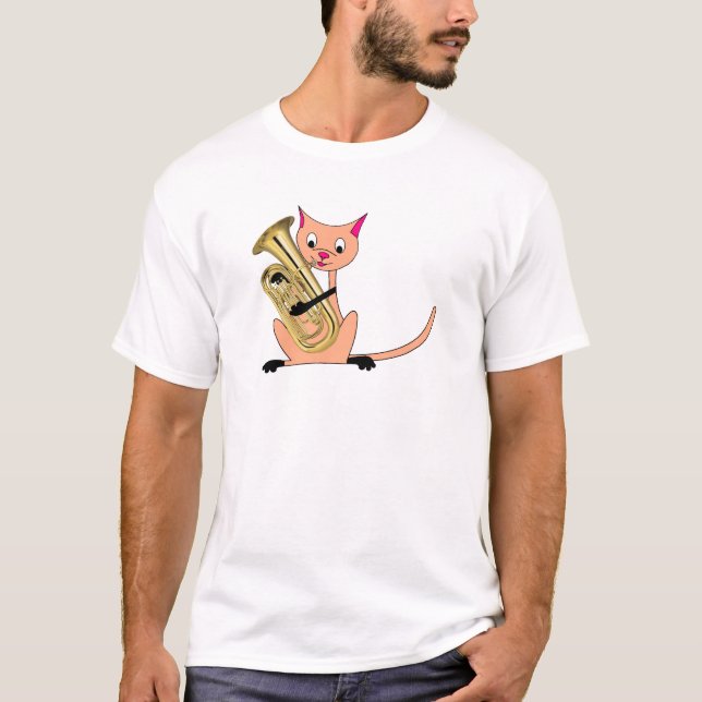 T-shirt Chat jouant l'euphonium (Devant)