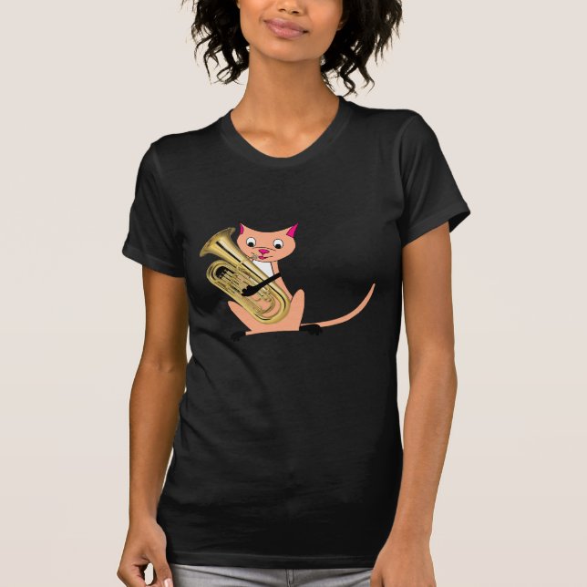 T-shirt Chat jouant l'euphonium (Devant)
