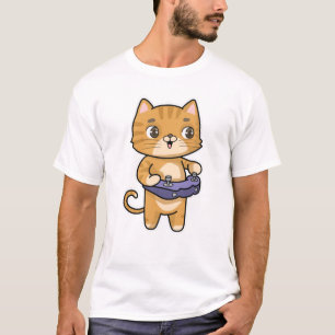 T-shirt Chat Jouer avec contrôleur