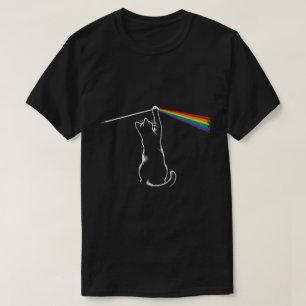 T-shirt Chat Jouer Avec Lumière   Conception arc-en-ciel m