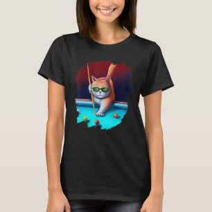 T-shirt Chat Jouer Billard de la piscine dans le salon Coo