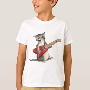 T-shirt Chat Jouer de la guitare