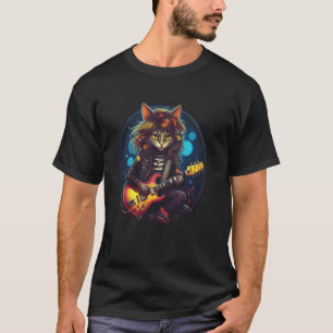 T-shirt Chat Jouer de la guitare Vibes de rock électrique