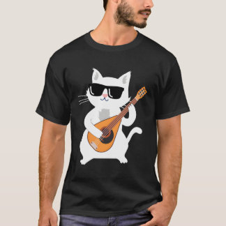 T-shirt Chat Jouer De La Mandoline