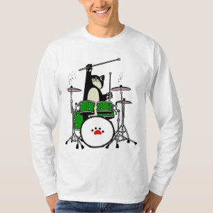 T-shirt Chat Jouer Des Tambours, Chat Drôle Jouer Des Tamb
