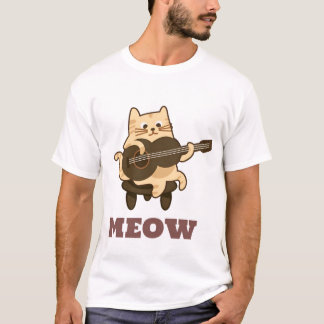 T-shirt Chat Jouer Guitare - Drôle Meow Kitty Design de mu