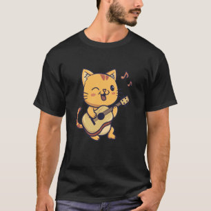T-shirt Chat Jouer Guitare Kitten Mignonnes Garçons Filles