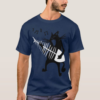 T-shirt Chat Jouer Guitare Musique Lover Rock Roll Noël