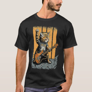 T-shirt Chat Jouer la guitare Rock Kitty Chat Lecteur bass