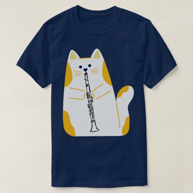 T-shirt Chat Jouer Le Clarinet (Design devant)