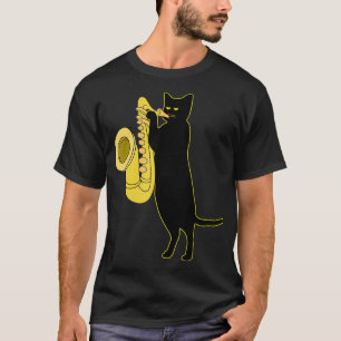 T-shirt Chat Jouer Saxophone Cool Vent Instrument Sax