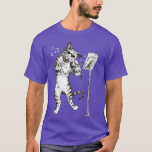 T-shirt Chat Jouer Violon Violoniste Cadeau Tee 
