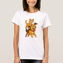 Chat joueur chevauchant un chien mignon – Joie Kaw