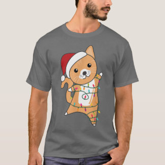 T-shirt Chat Joyeux Animaux de Noël Fée Lumières Avec Chat