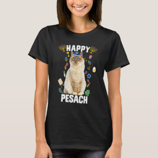 T-shirt Chat juif Kippah Joyeux Pesach Matzah Pâque Heureu