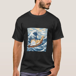 T-shirt Chat Katsushika Hokusai Kanagawa Vague Neta Blague