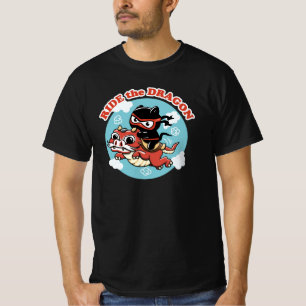 T-shirt Chat Kawaii Ninja Ride Le Dragon