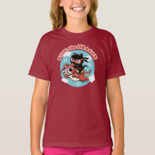 T-shirt Chat Kawaii Ninja   Ride Le Dragon