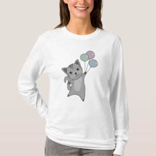 T-shirt Chat Kitten Ballons mignons Animaux Enfants