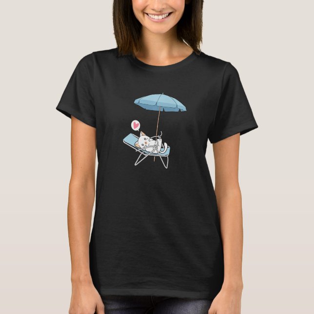 T-shirt Chat Kitten Kitty Parapluie de soleil se détendre  (Devant)