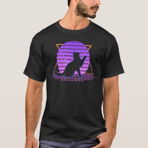 T-shirt Chat Kitten Retro 80s Style Sunset Kitty Propriéta