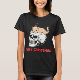 T-shirt Chat Kitten Sleeping Noël Xmas Lazy Crâne