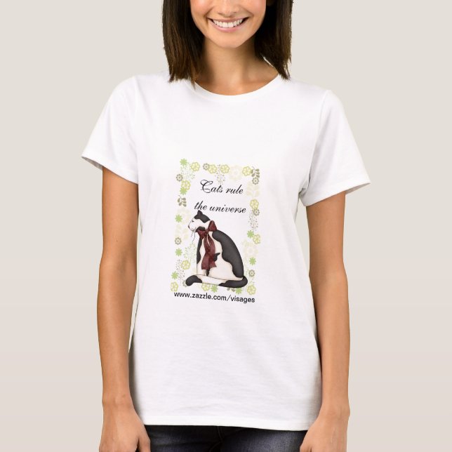 T-shirt Chat Kitty avec fleurs Cadeau pour mère (Devant)