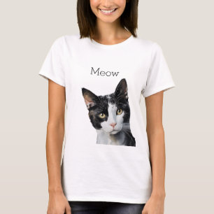 T-shirt Chat Kitty Blanc Noir