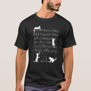 T-shirt Chat Kitty Chemise Chat Jouant Note De Musique Clé